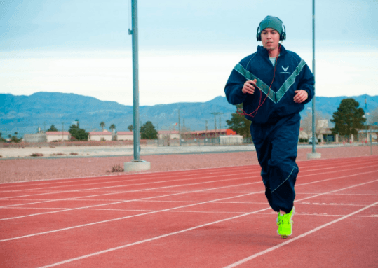 man running on a track