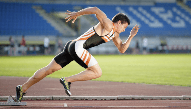 man training on a track