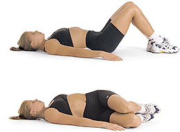 woman stretching lower back